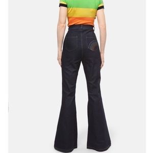 Collectif Bright & Beautiful Donna Rainbow flare jeans UK14 / US L